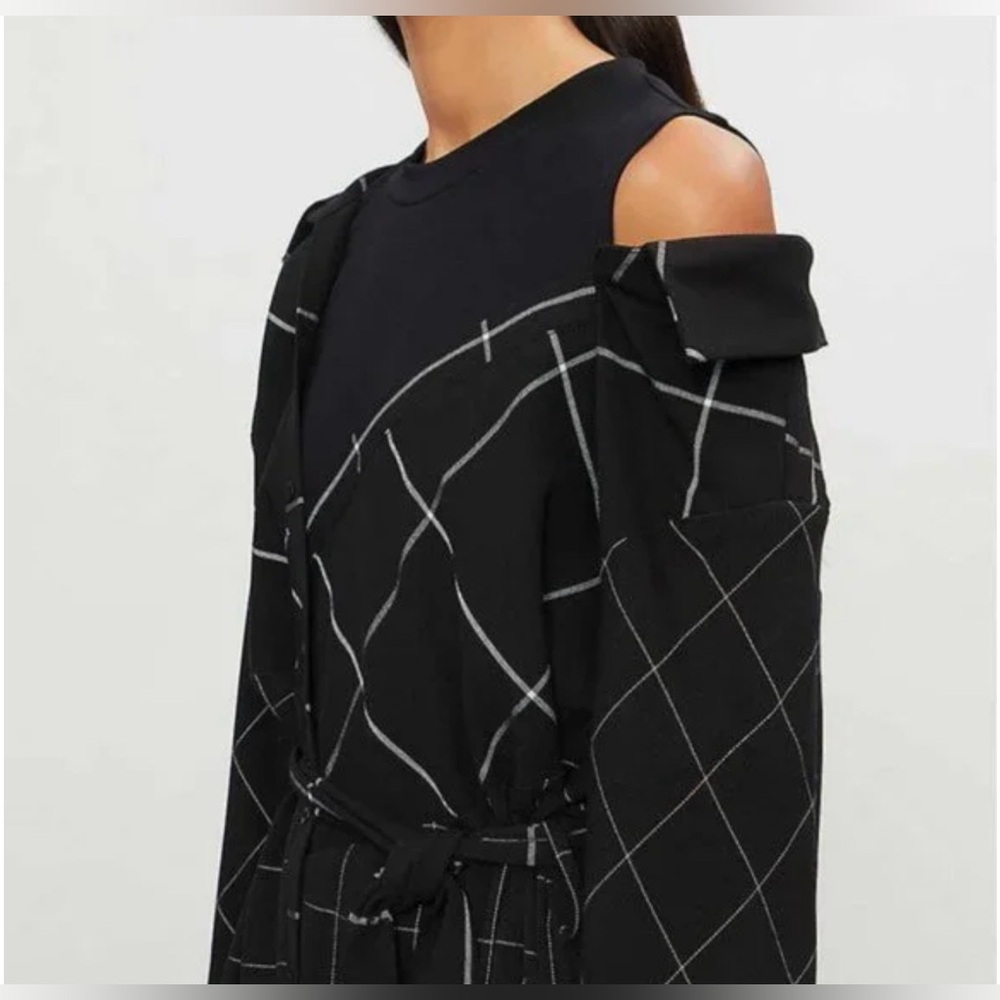 MAJE Razak Women's Small Long Sleeve Asymmetric Plaid Belted Shirt Dress Mini - Picture 10 of 10